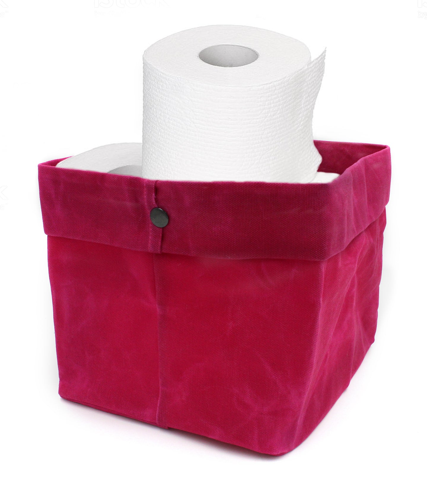 Waxed Canvas Large Basket in Cerise Pink