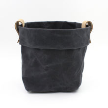Waxed Canvas "Kiki Pot" Planter Basket in Charcoal Grey 2