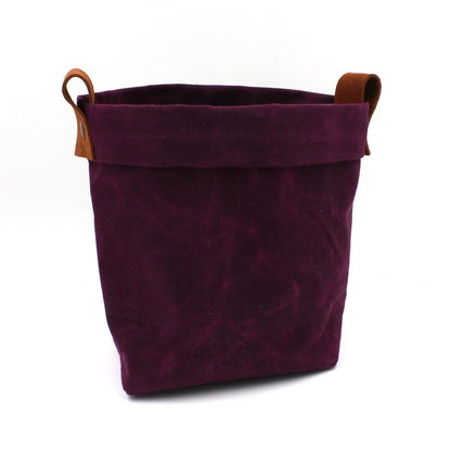 Waxed Canvas "Kiki Pot" Planter Basket in Electric Cranberry