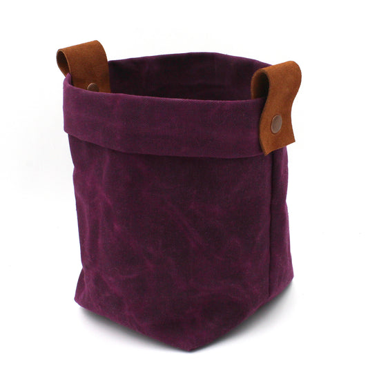 Waxed Canvas "Kiki Pot" Planter Basket in Electric Cranberry
