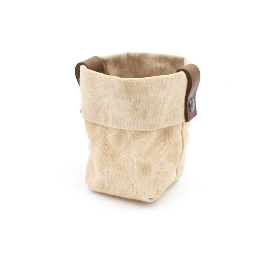 Waxed Canvas Mini "Kiki Pot" Planter in Khaki