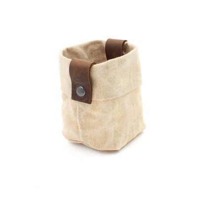 Waxed Canvas Mini "Kiki Pot" Planter in Khaki