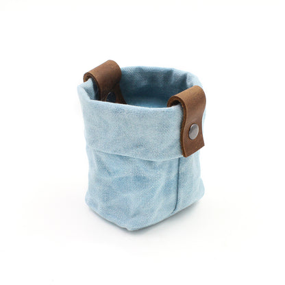 Waxed Canvas Mini "Kiki Pot" Blue Planter