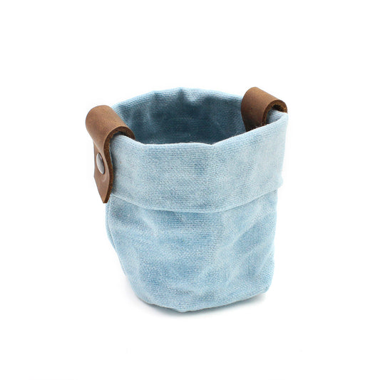 Waxed Canvas Mini "Kiki Pot" Blue Planter