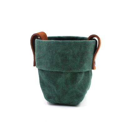 Waxed Canvas Mini "Kiki Pot" Green Planter
