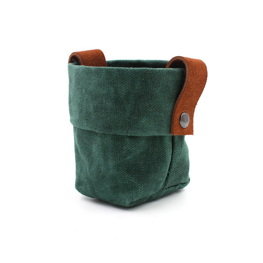 Waxed Canvas Mini "Kiki Pot" Green Planter