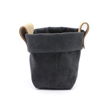 Waxed Canvas Mezzo "Kiki Pot" Planter Basket in Charcoal