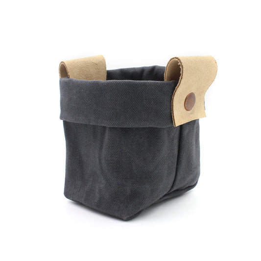 Waxed Canvas Mezzo "Kiki Pot" Planter Basket in Charcoal