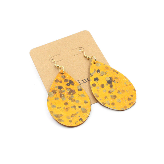 Hand-Painted Glittery Leather Drop Earrings - N.Kluger Designs Earrings