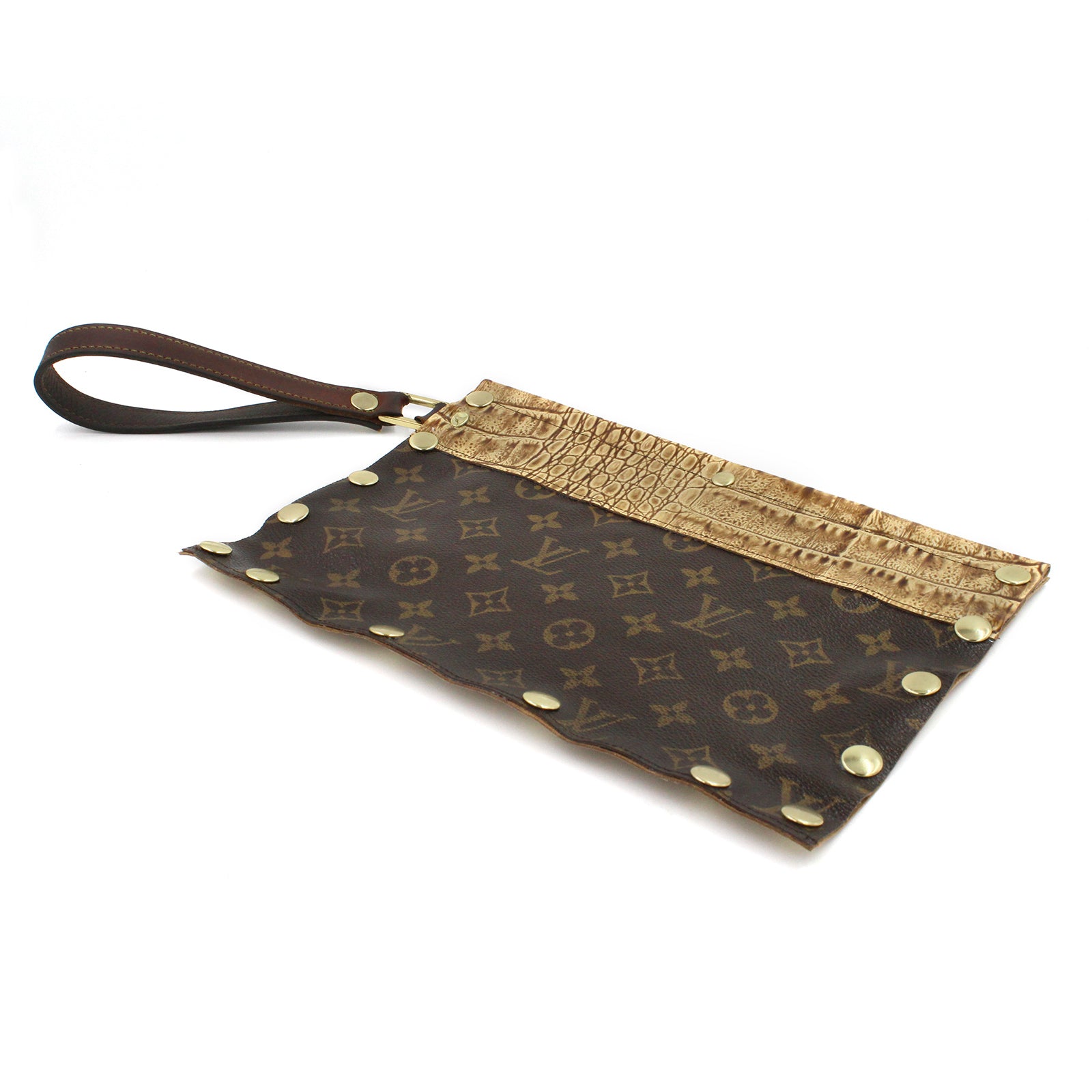 Authentic Upcycled Louis Vuitton Leather Clutch Wristlet – N
