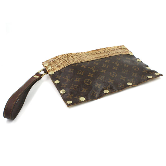 Authentic Upcycled Louis Vuitton Leather Clutch