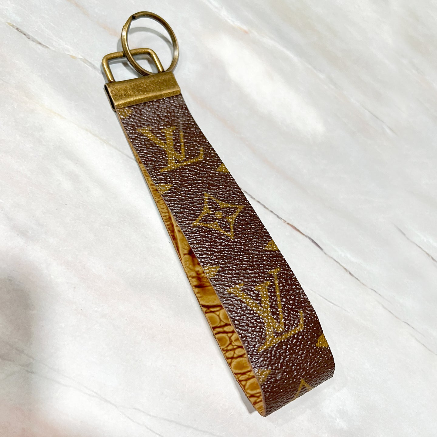 Upcycled Louis Vuitton Leather Key Chain XL