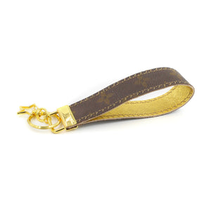 Upcycled Louis Vuitton Leather Key Chain - Metallic Gold