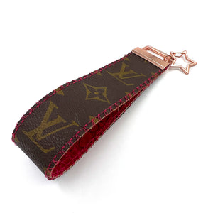 Upcycled Louis Vuitton Leather Key Chain XL - PINK