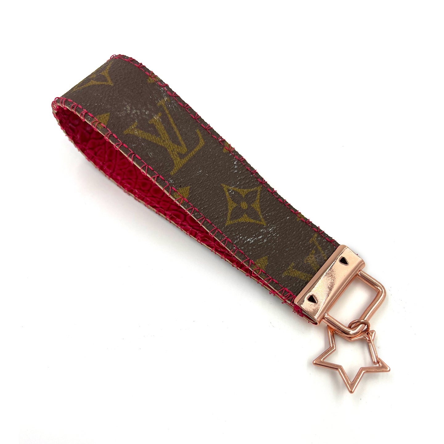 Upcycled Louis Vuitton Leather Key Chain XL - PINK