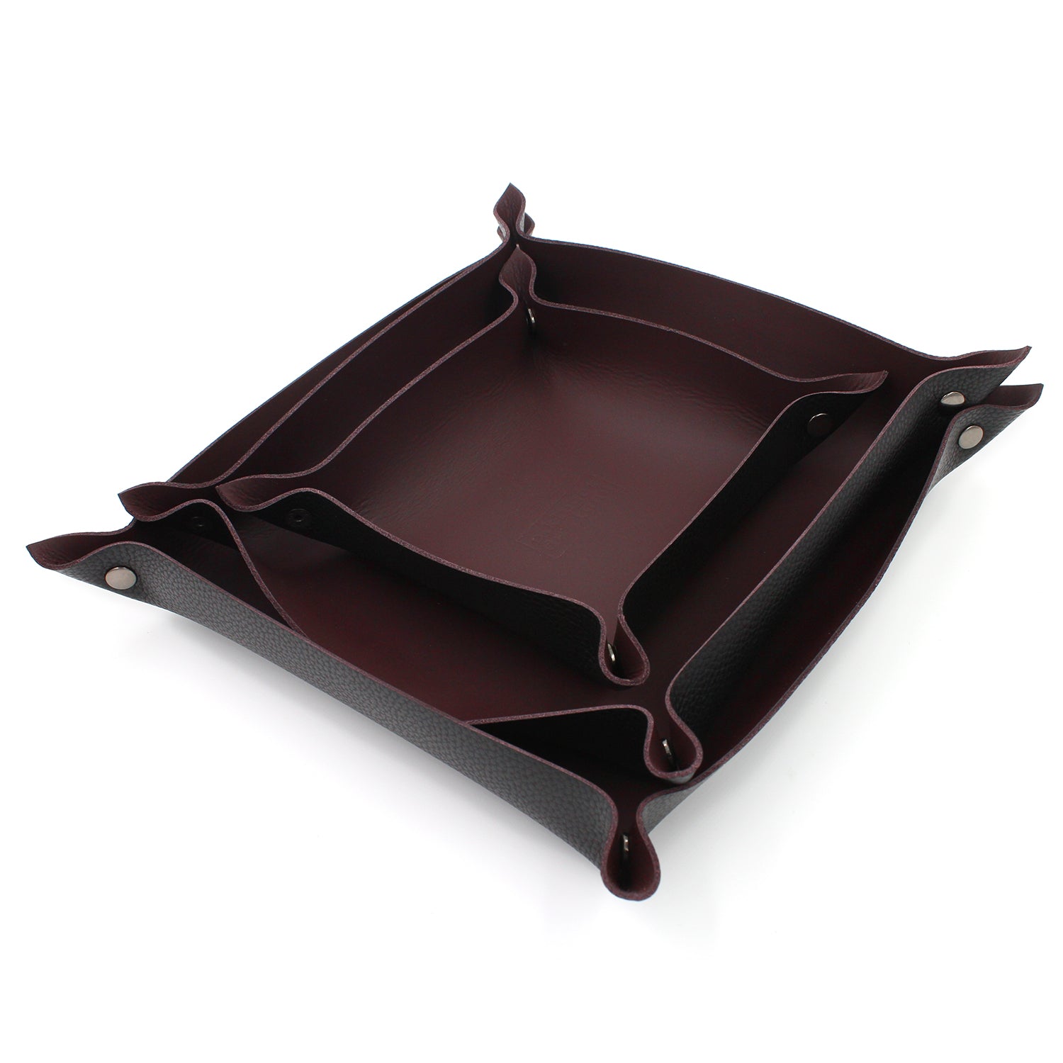 3-Piece Handmade Traveling Leather Valet Gift Set in Mauve/Black