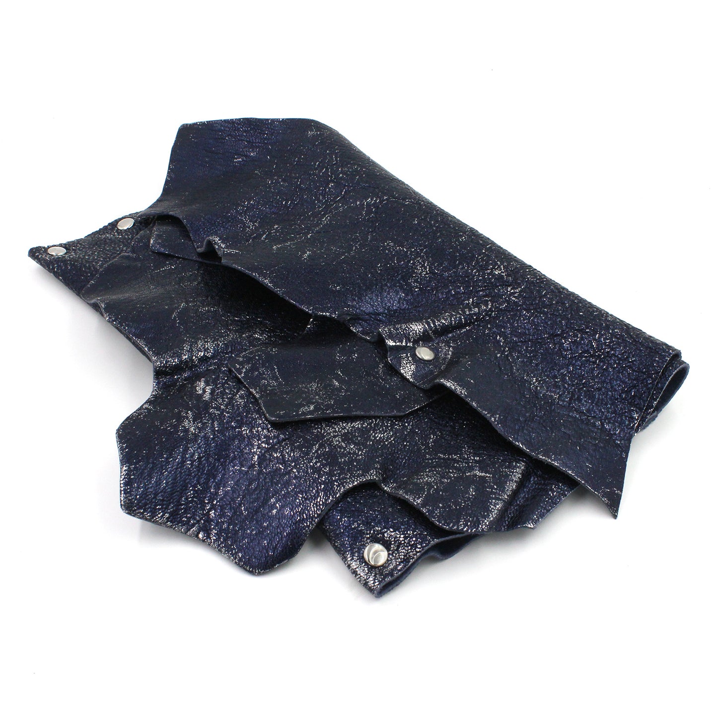 Midnight Blue & Silver Foil Leather Layered Clutch