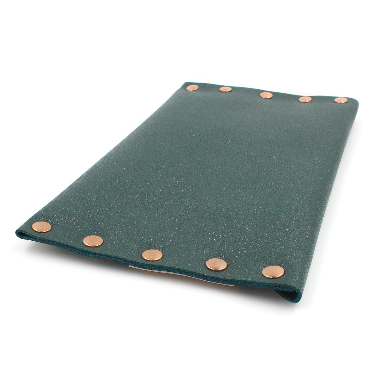 Metallic Teal Leather Envelope Clutch with Rose Gold Strap