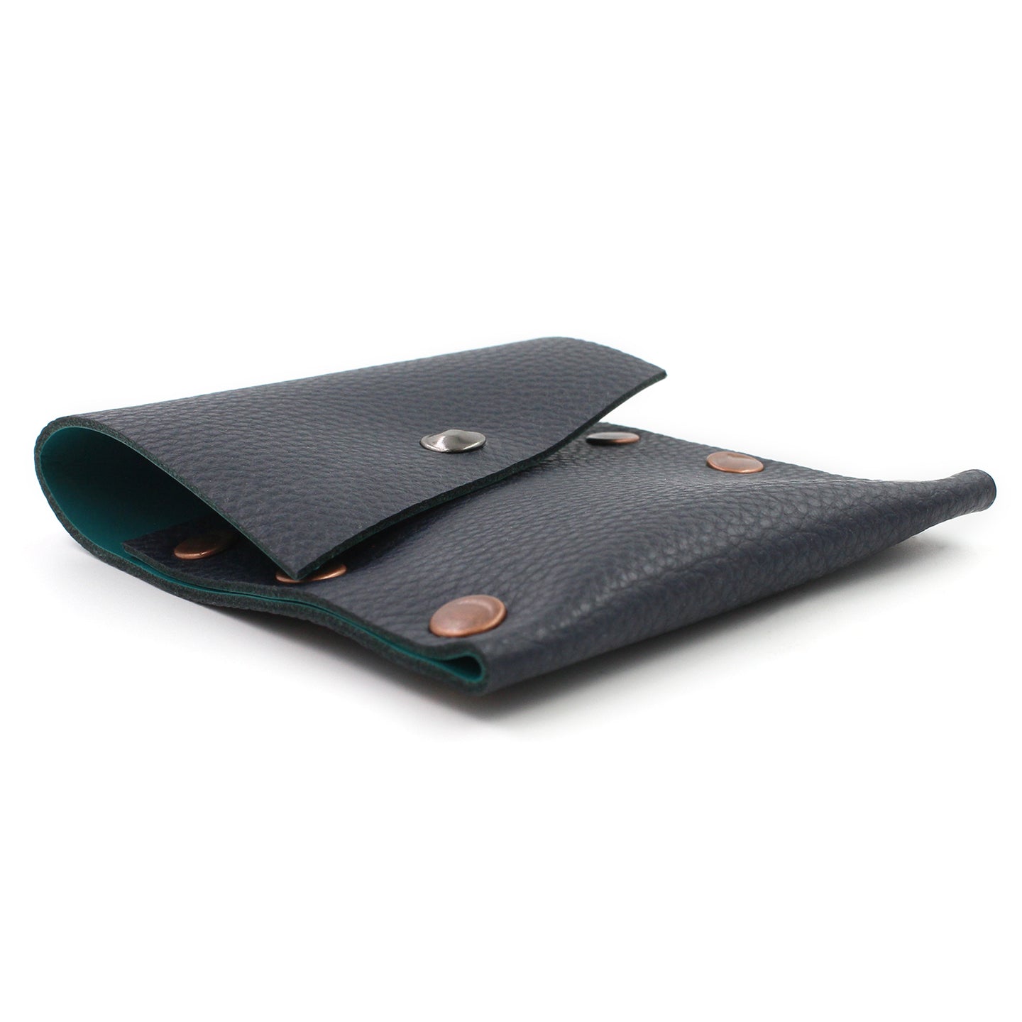 Navy & Turquoise Leather Business Card Case - N.Kluger Designs Card Case