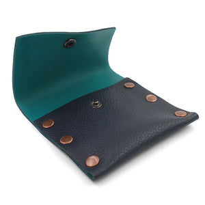 Navy & Turquoise Leather Business Card Case - N.Kluger Designs Card Case