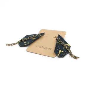 Abstract Navy & Gold Splatter Leather Dangle Earrings - N.Kluger Designs Earrings