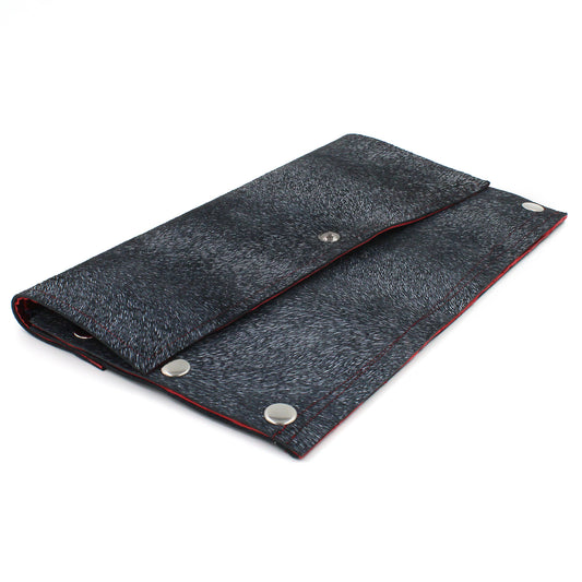 Handmade Navy Blue "Fur" Fully Lined Leather Clutch