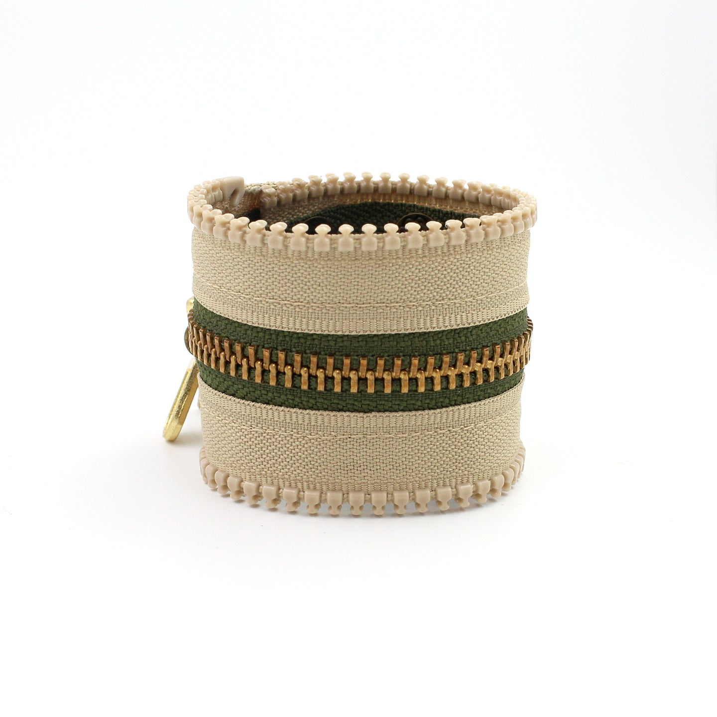 Khaki Kamikaze Zip Bracelet - N.Kluger Designs bracelet