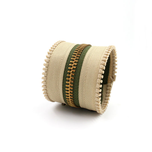 Khaki Kamikaze Zip Bracelet - N.Kluger Designs bracelet