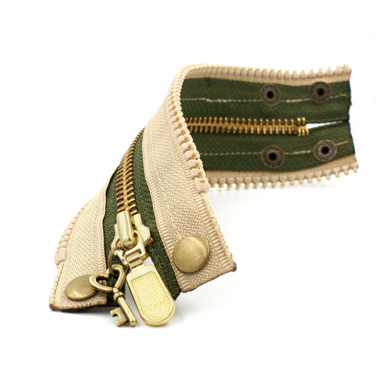 Khaki Kamikaze Zip Bracelet - N.Kluger Designs bracelet
