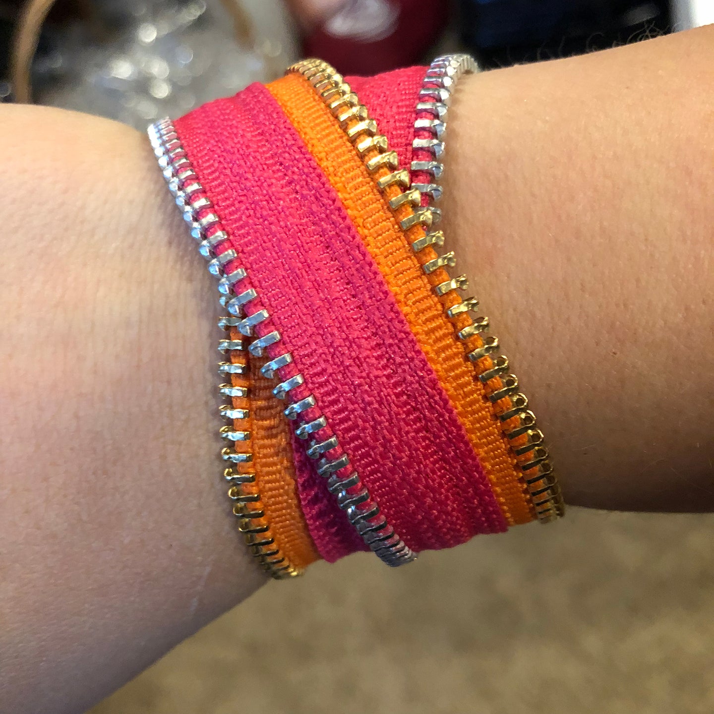 Summer Brights Collection Hot Pink Zip Bracelet - N.Kluger Designs bracelet