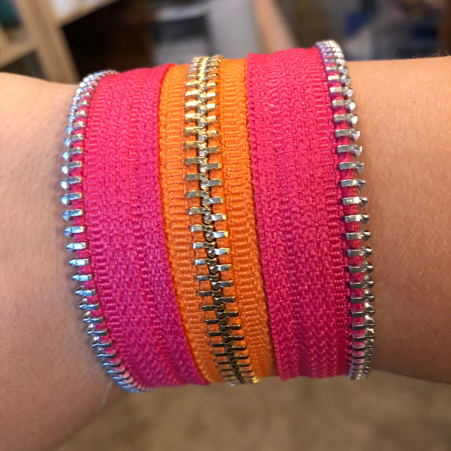 Summer Brights Collection Hot Pink Zip Bracelet - N.Kluger Designs bracelet