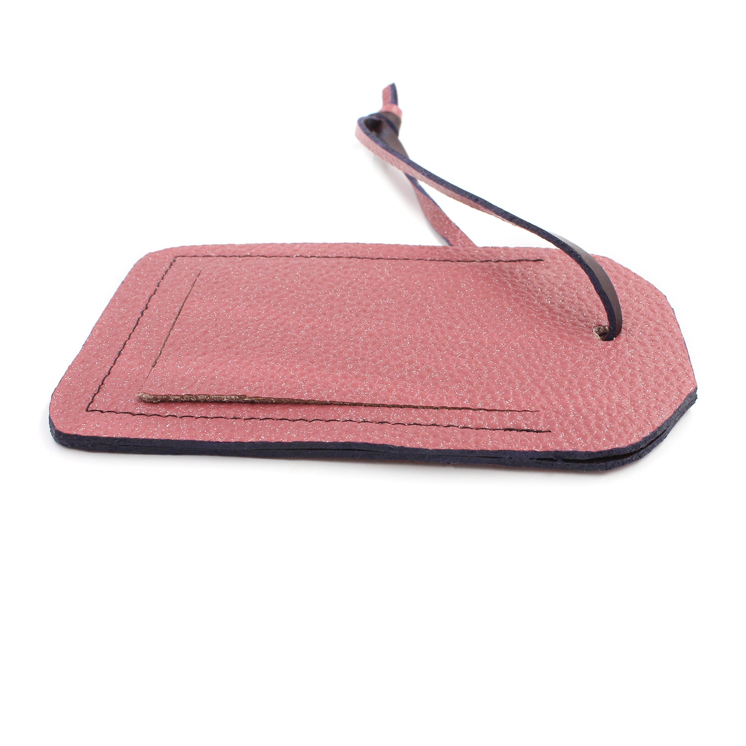 Shimmery Pink Leather Ready-To-Go Luggage Tag