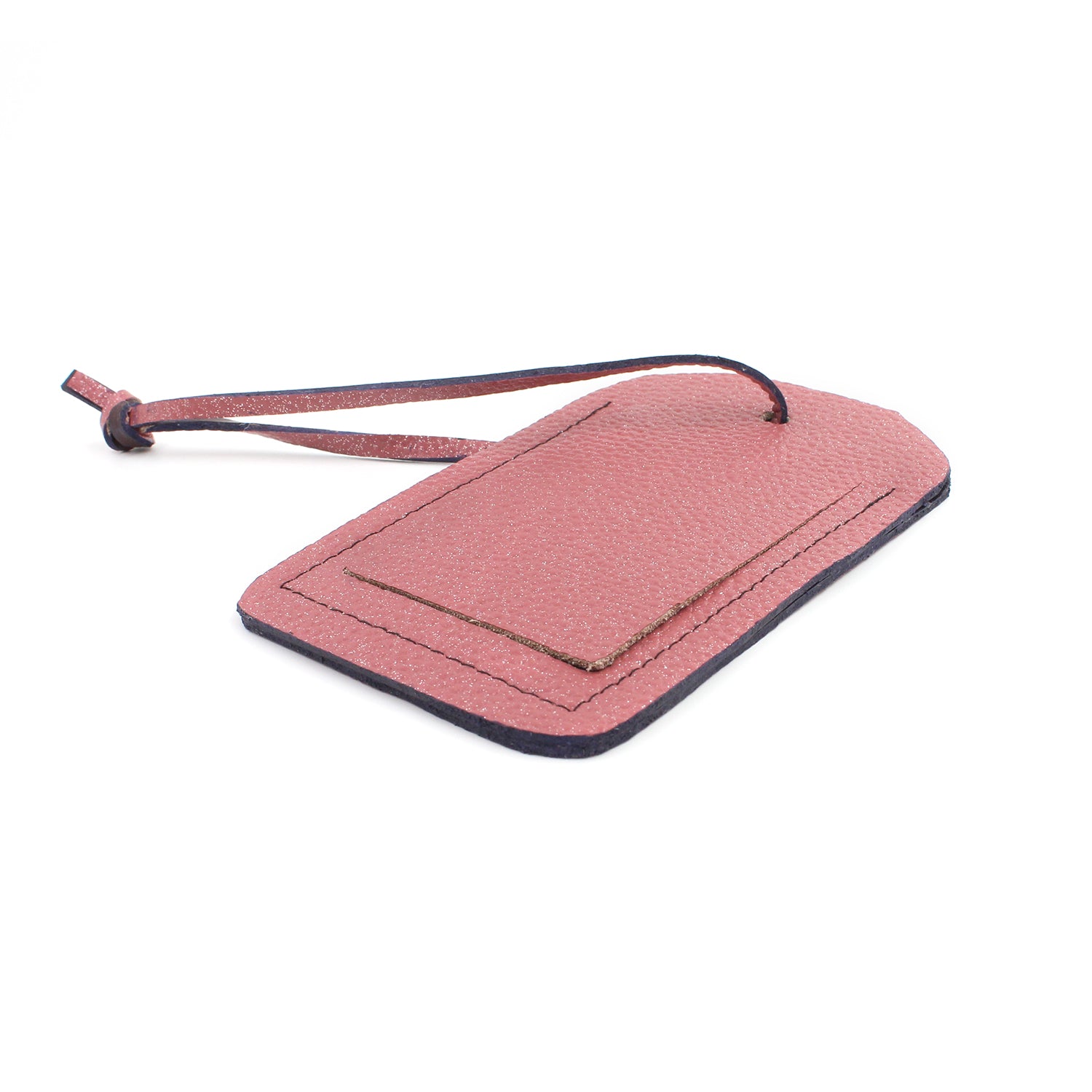Shimmery Pink Leather Ready-To-Go Luggage Tag