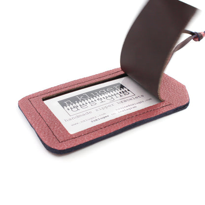 Shimmery Pink Leather Ready-To-Go Luggage Tag - N.Kluger Designs luggage tag