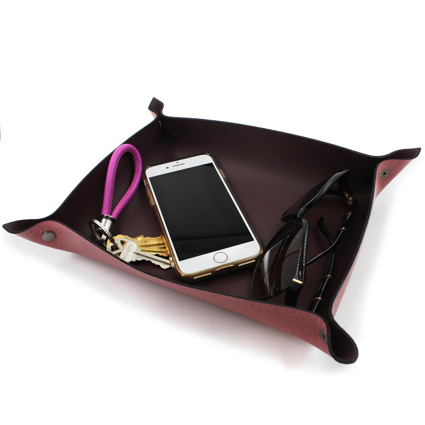 Pink Sparkles Traveling Leather Valet Catch-All - N.Kluger Designs Valet