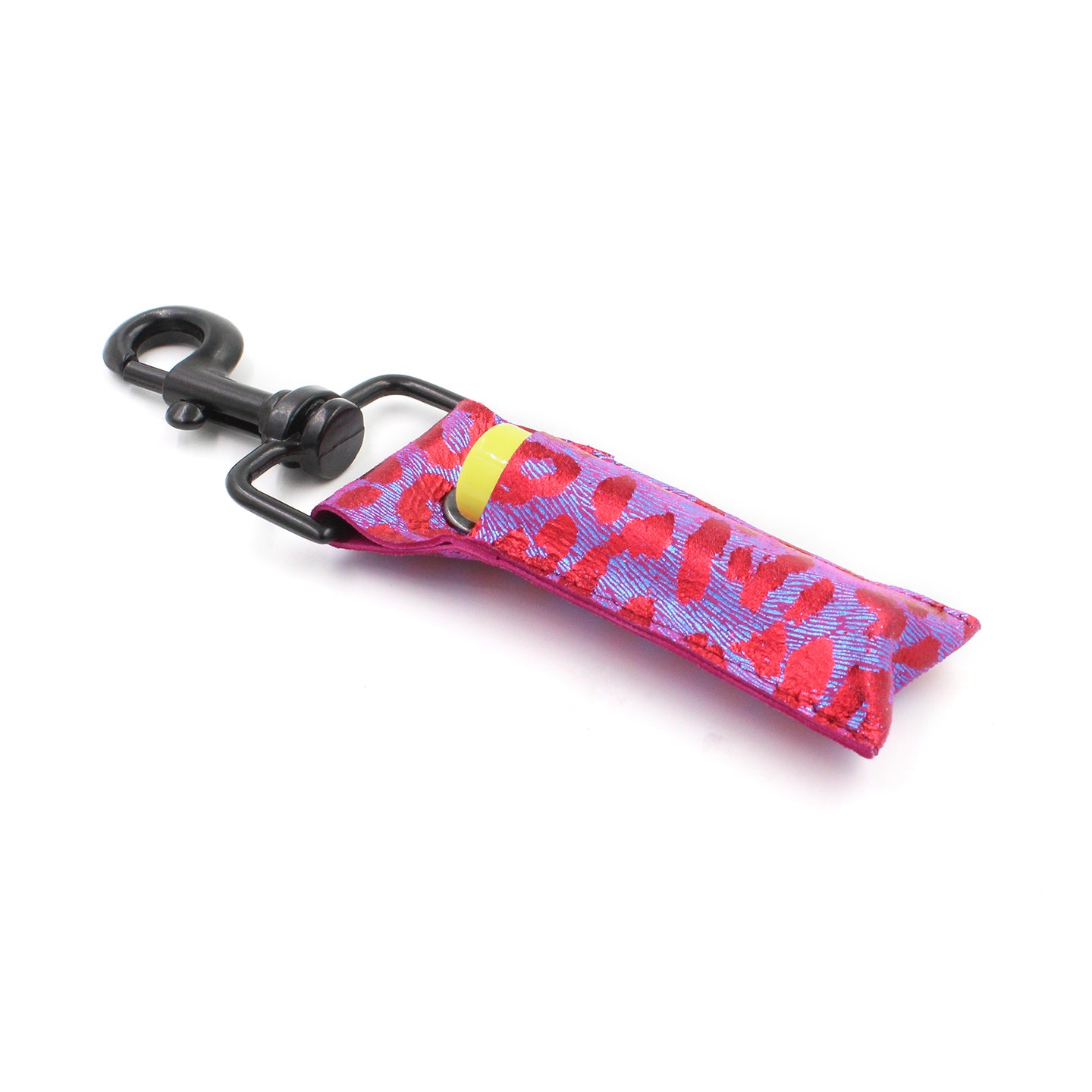 Handmade Metallic Pink Leopard Genuine Leather Lip Balm Holder