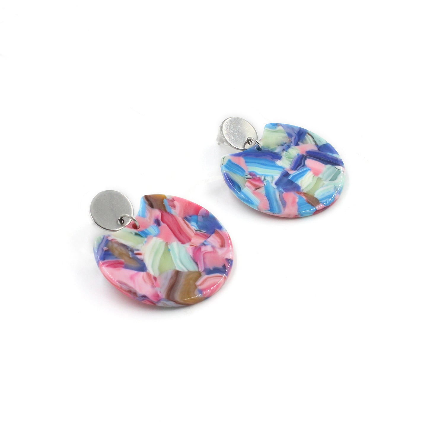 Mostly Pink Circle Cutout Acrylic Drop Earrings