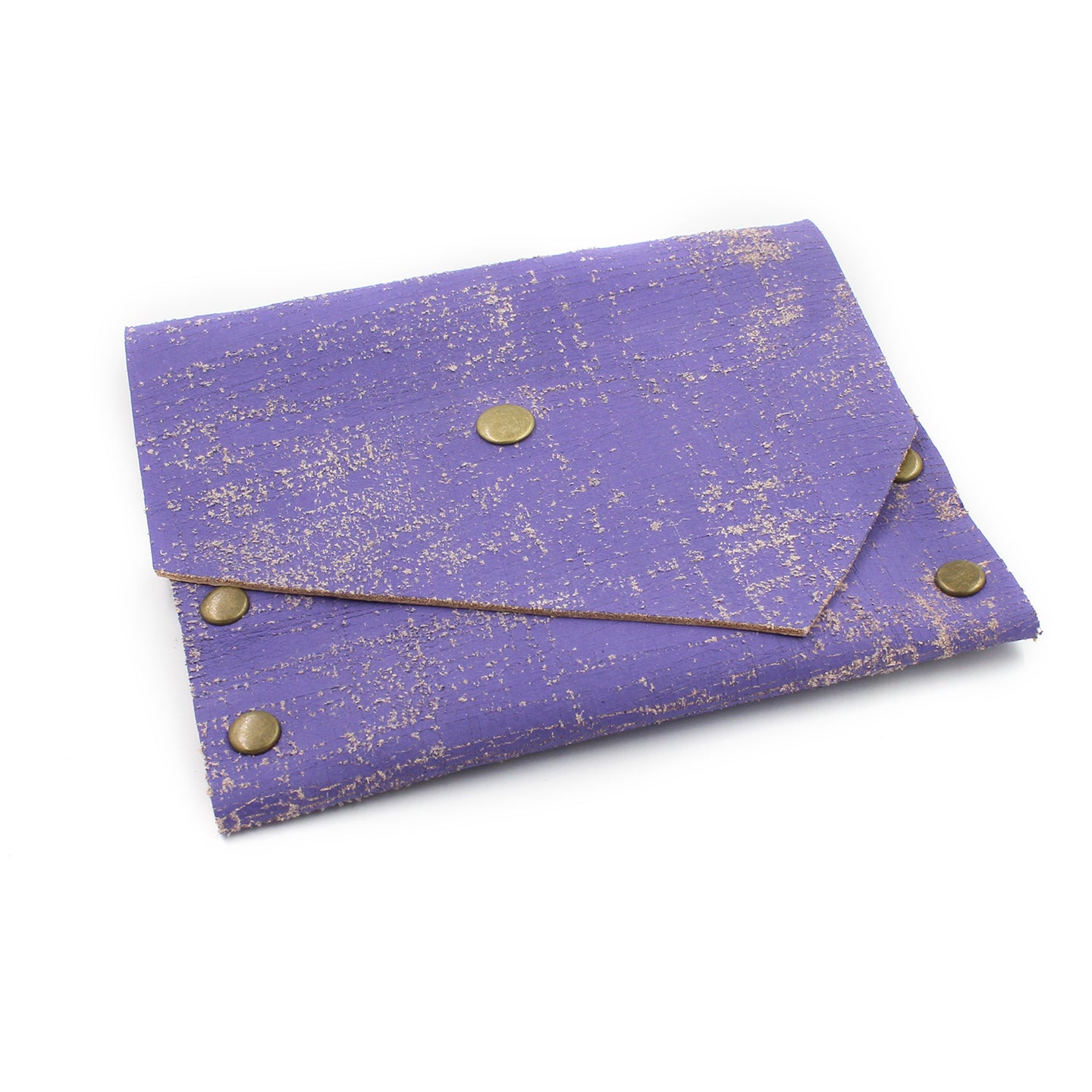 Painted Purple Leather Card Case / Mini Wallet