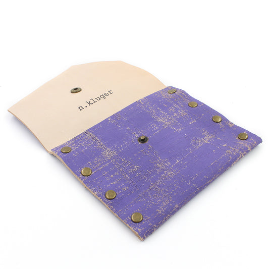 Painted Purple Leather Card Case / Mini Wallet