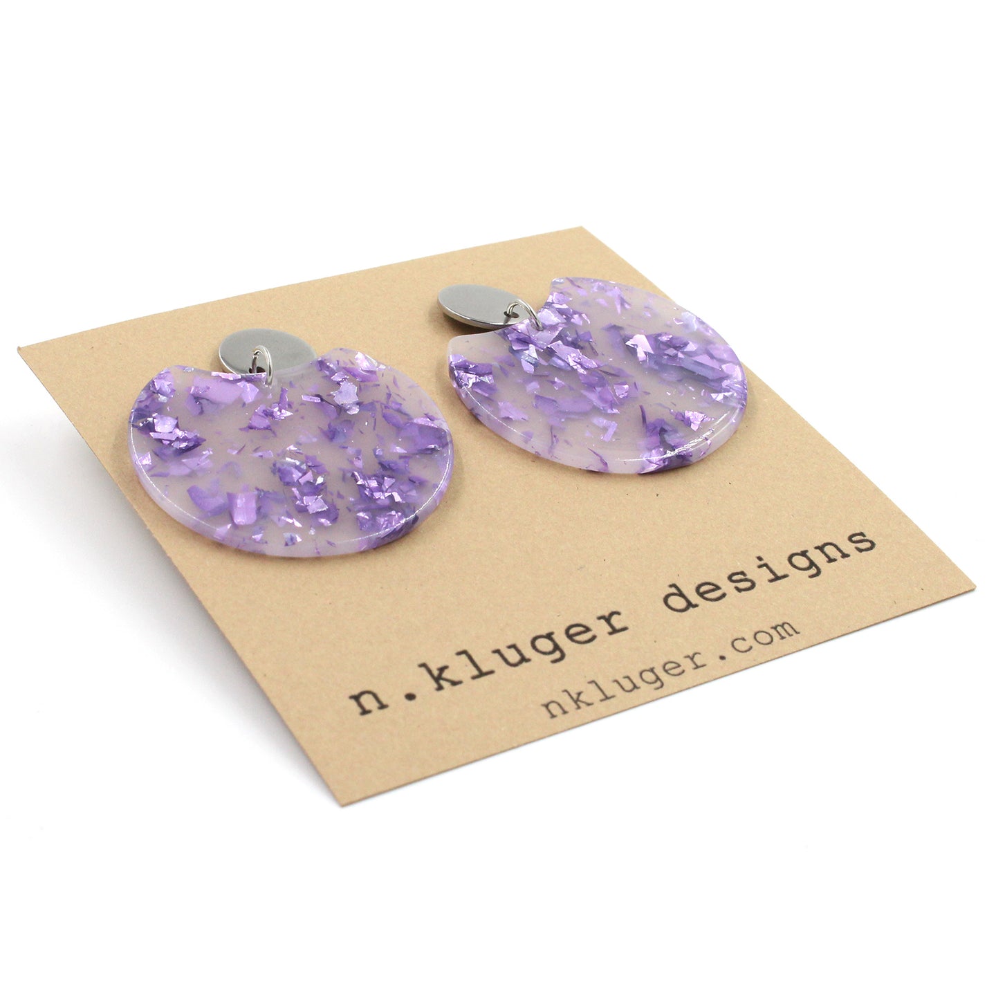 Purple Confetti Circle Cutout Acrylic Drop Earrings