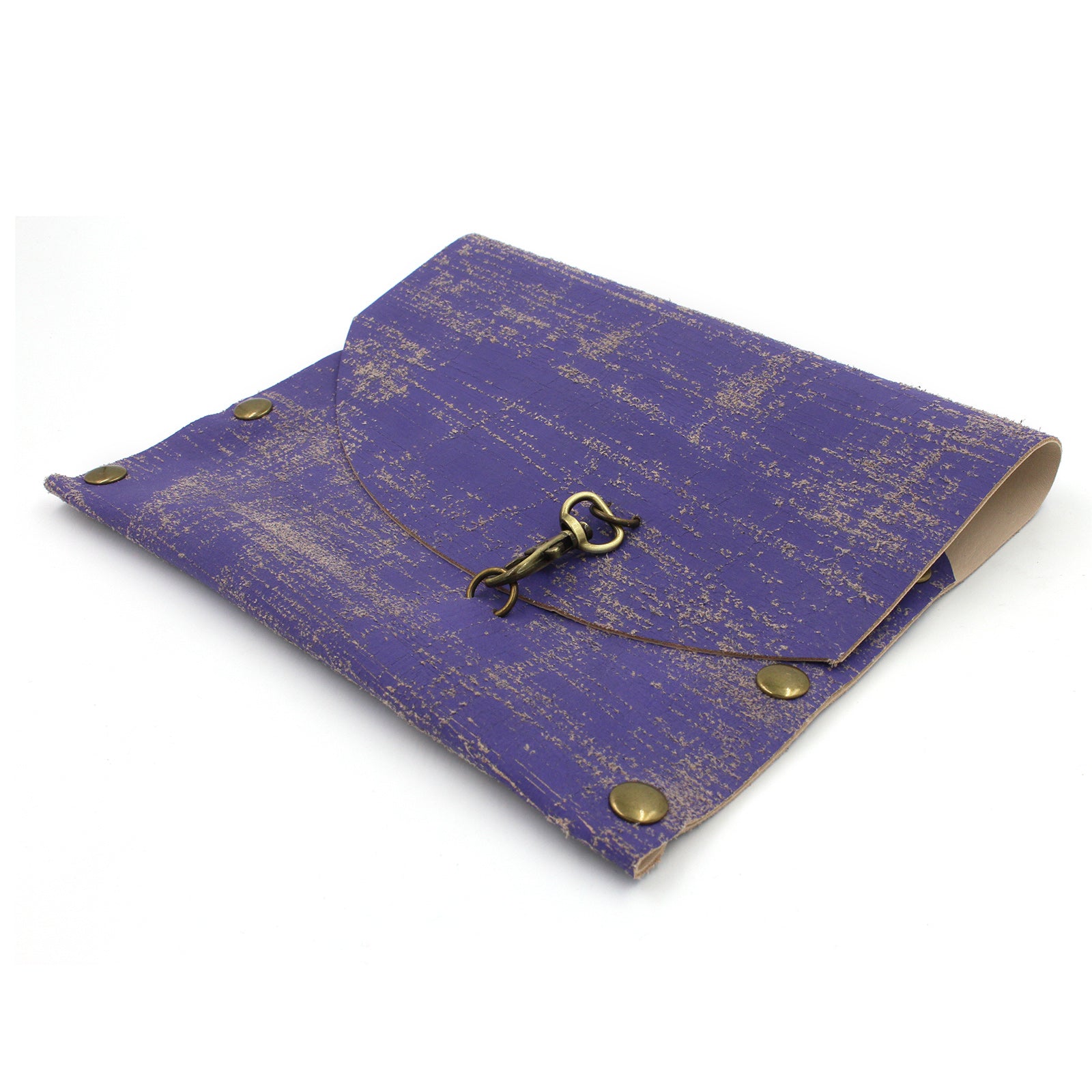 Hand-painted Textured Purple Leather Clutch