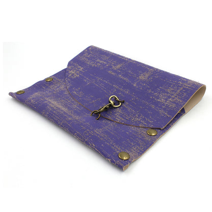 Hand-painted Textured Purple Leather Clutch