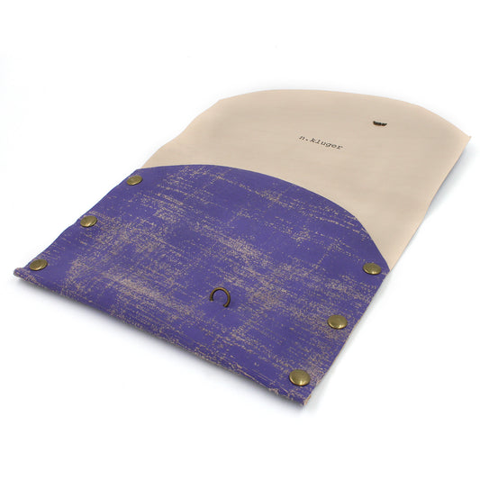 Hand-painted Textured Purple Leather Clutch