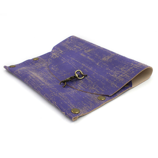 Hand-painted Textured Purple Leather Clutch