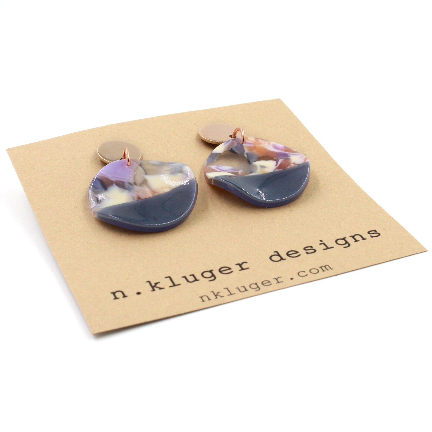 Purple Acrylic Wavy Circles Drop Earrings