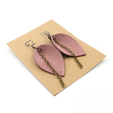 Inspired Pink Suede Drop Earrings with Brown Pebbled Backside - N.Kluger Designs Earrings
