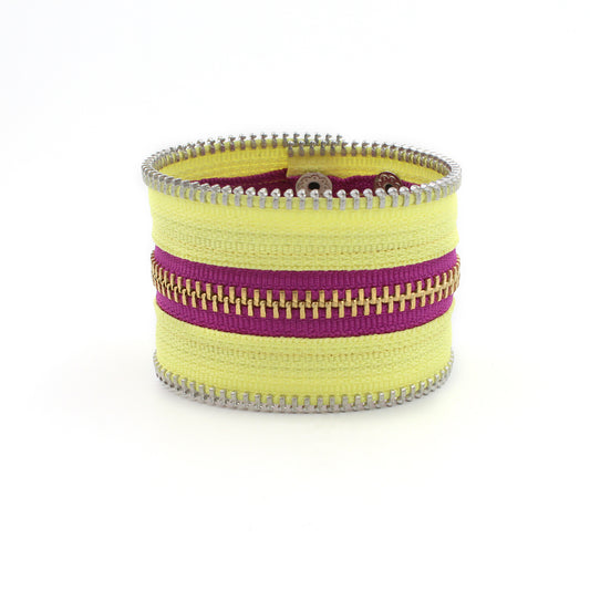 Summer Brights Collection Yellow & Electric Purple Zip Bracelet - N.Kluger Designs bracelet
