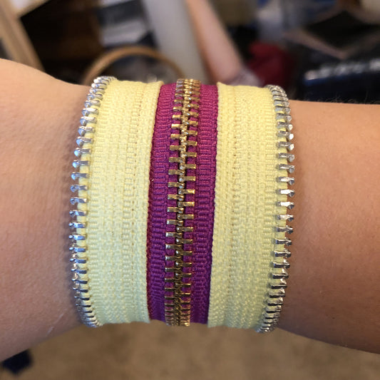 Summer Brights Collection Yellow & Electric Purple Zip Bracelet - N.Kluger Designs bracelet