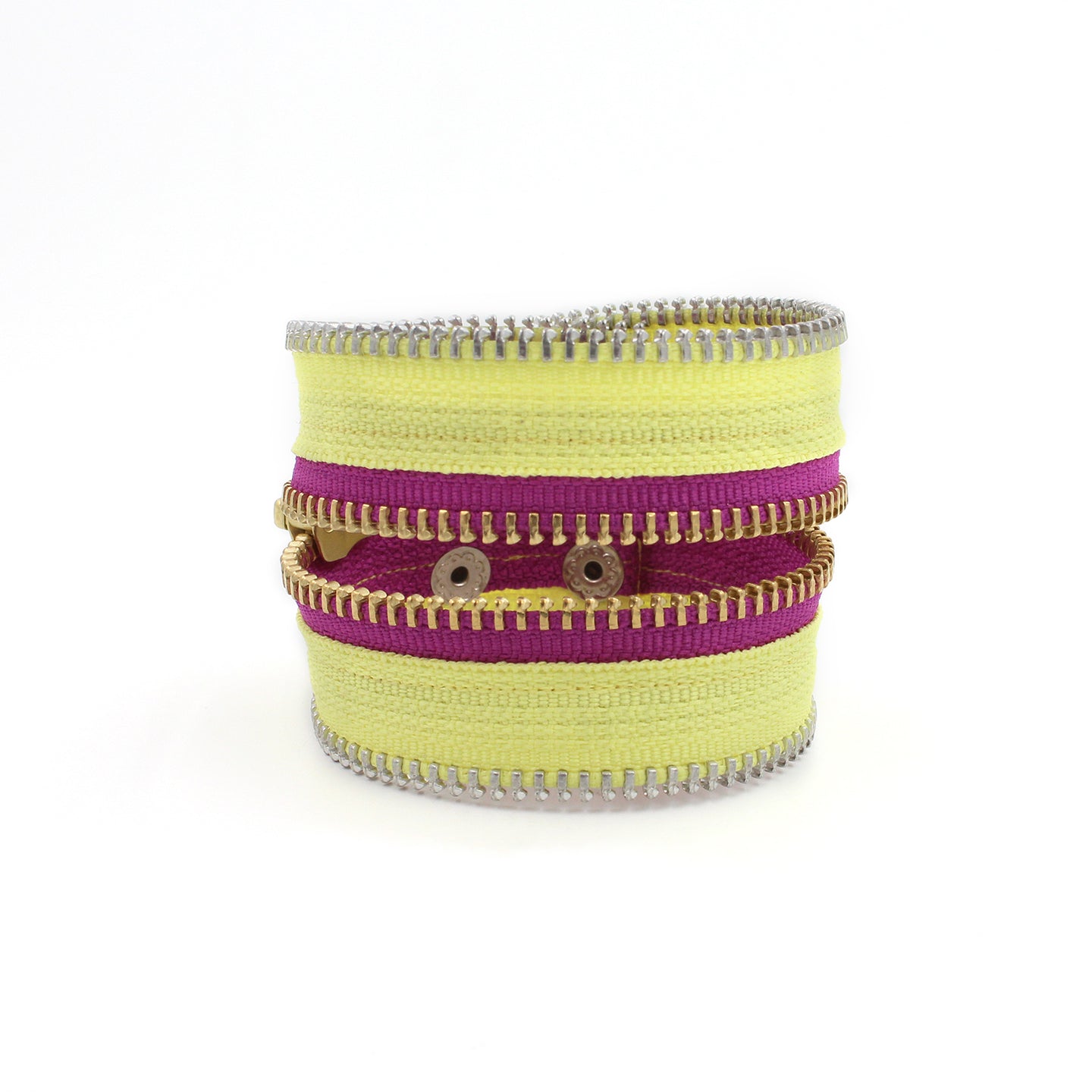 Summer Brights Collection Yellow & Electric Purple Zip Bracelet - N.Kluger Designs bracelet