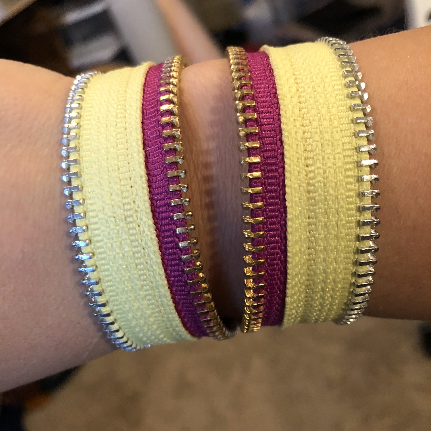 Summer Brights Collection Yellow & Electric Purple Zip Bracelet